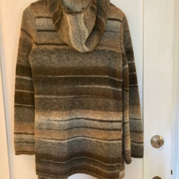 MICHAEL Michael Kors Striped Hooded Poncho Style Cardigan Women's M - Picture 3 of 7